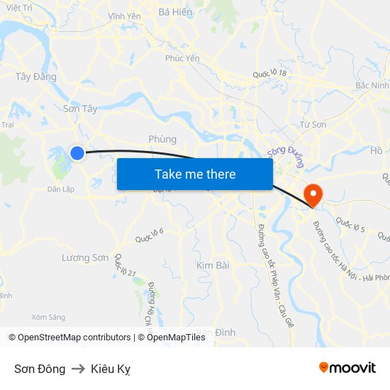 Sơn Đông to Kiêu Kỵ map