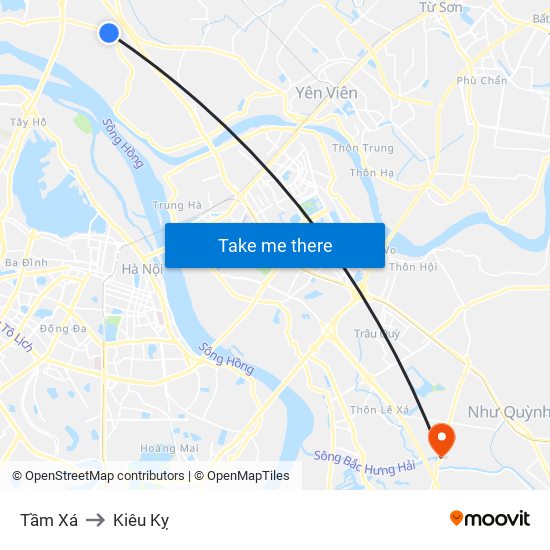 Tầm Xá to Kiêu Kỵ map