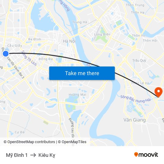 Mỹ Đình 1 to Kiêu Kỵ map