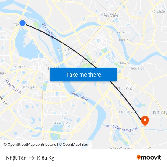 Nhật Tân to Kiêu Kỵ map