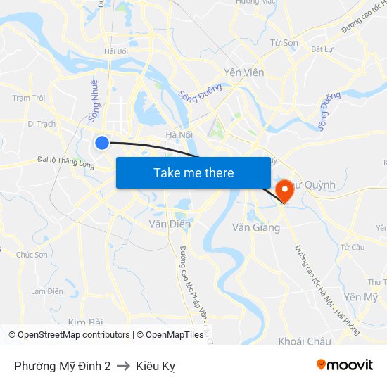 Phường Mỹ Đình 2 to Kiêu Kỵ map