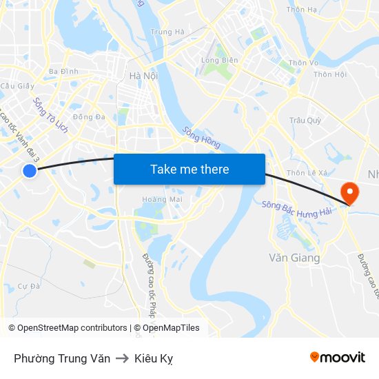 Phường Trung Văn to Kiêu Kỵ map