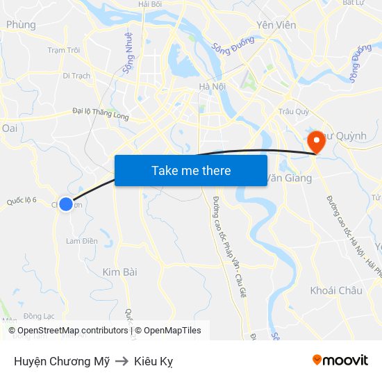 Huyện Chương Mỹ to Kiêu Kỵ map