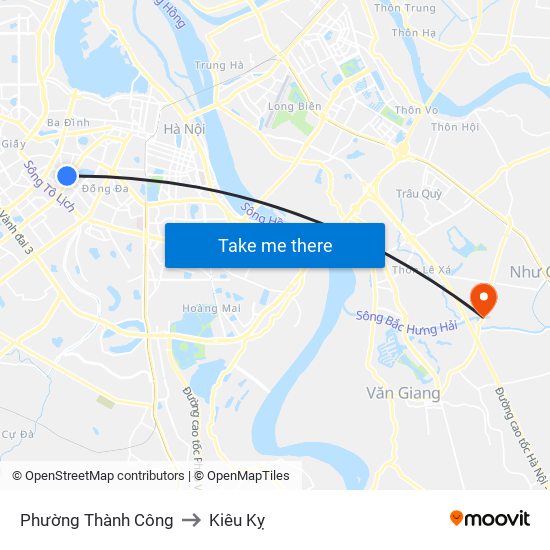 Phường Thành Công to Kiêu Kỵ map