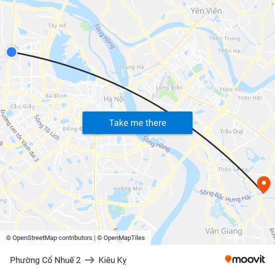 Phường Cổ Nhuế 2 to Kiêu Kỵ map