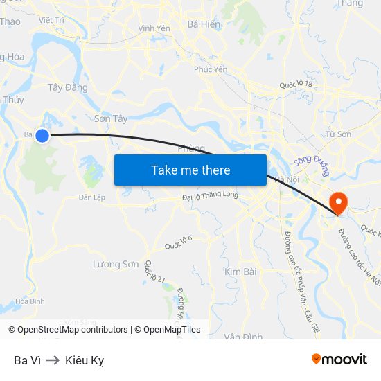 Ba Vì to Kiêu Kỵ map