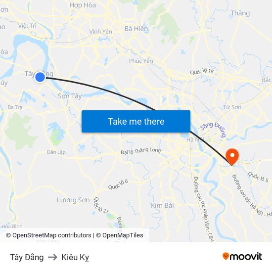 Tây Đằng to Kiêu Kỵ map