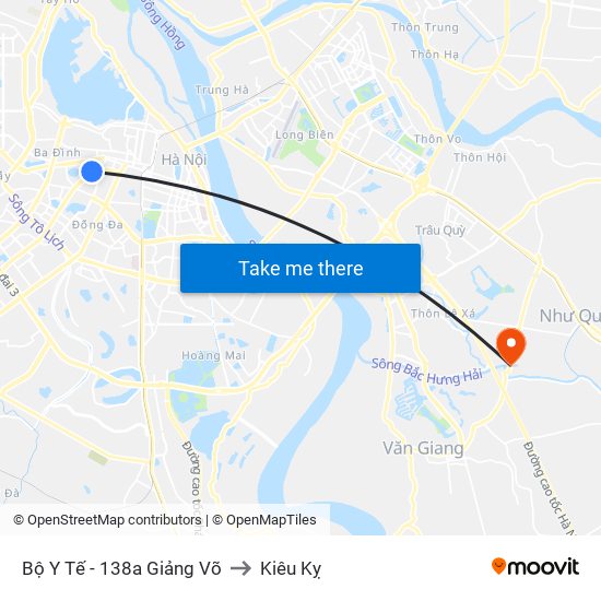 Bộ Y Tế - 138a Giảng Võ to Kiêu Kỵ map