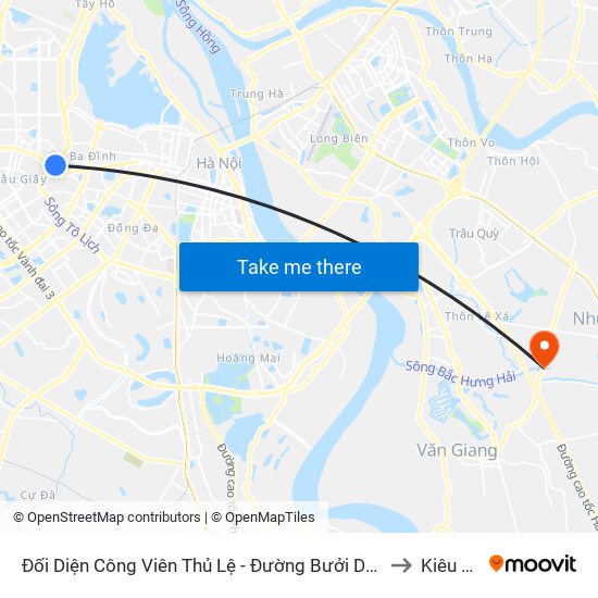 Đối Diện Công Viên Thủ Lệ - Đường Bưởi Dưới to Kiêu Kỵ map