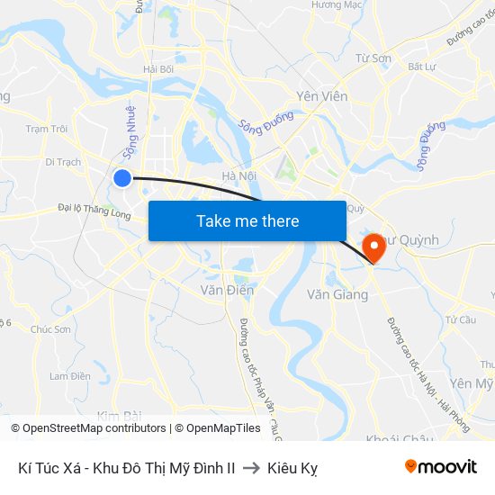 Kí Túc Xá - Khu Đô Thị Mỹ Đình II to Kiêu Kỵ map