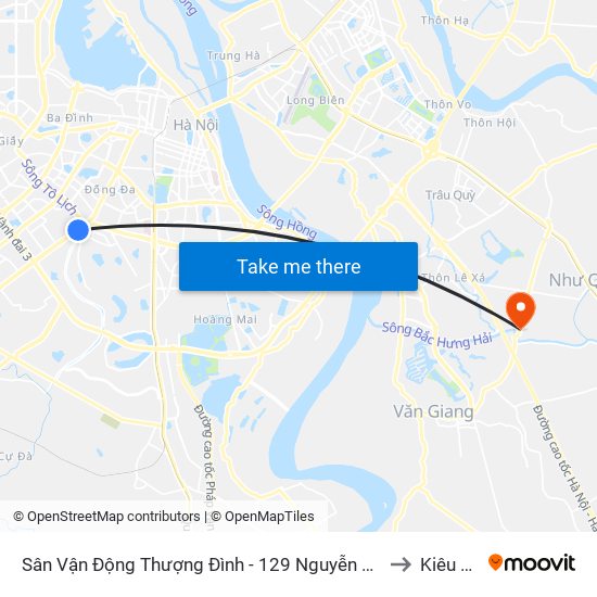 Sân Vận Động Thượng Đình - 129 Nguyễn Trãi to Kiêu Kỵ map