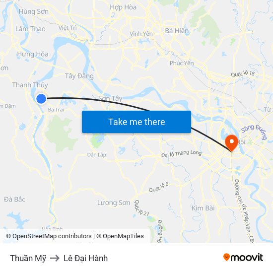 Thuần Mỹ to Lê Đại Hành map