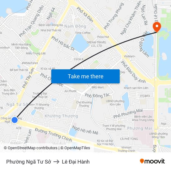 Phường Ngã Tư Sở to Lê Đại Hành map