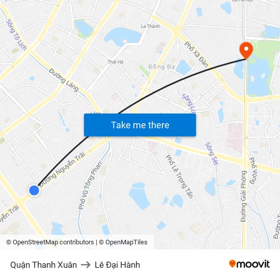 Quận Thanh Xuân to Lê Đại Hành map