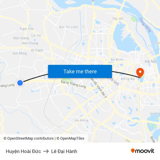 Huyện Hoài Đức to Lê Đại Hành map