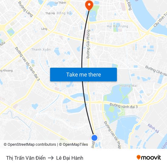 Thị Trấn Văn Điển to Lê Đại Hành map