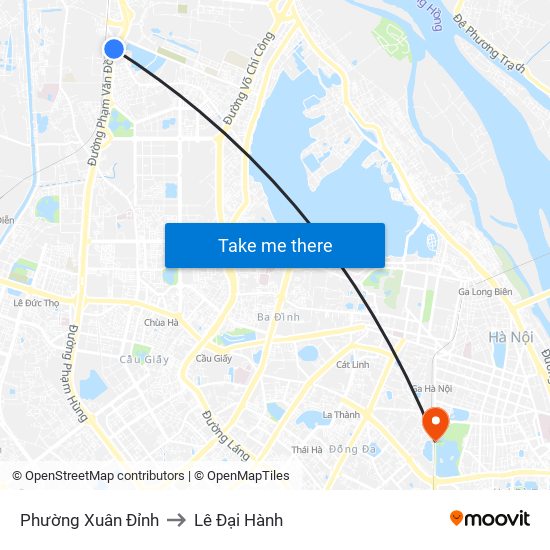 Phường Xuân Đỉnh to Lê Đại Hành map