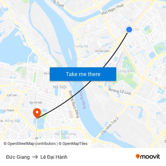 Đức Giang to Lê Đại Hành map