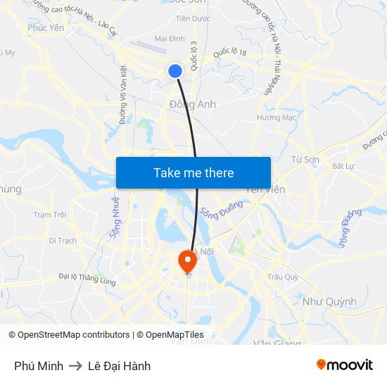 Phú Minh to Lê Đại Hành map