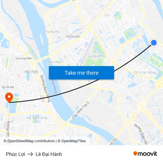 Phúc Lợi to Lê Đại Hành map