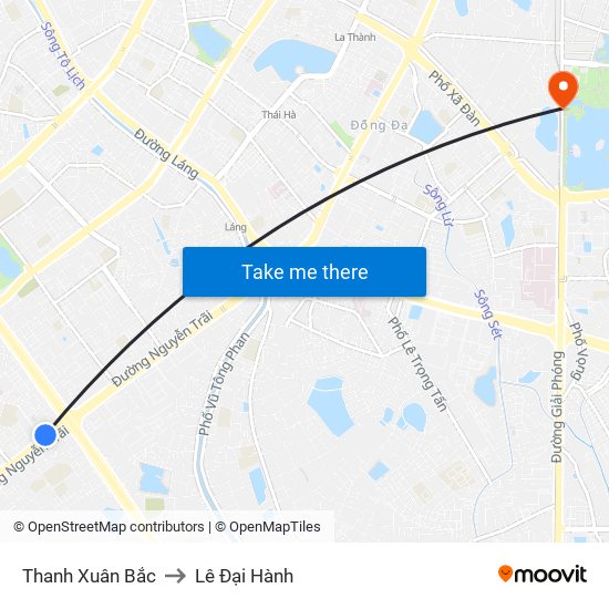Thanh Xuân Bắc to Lê Đại Hành map