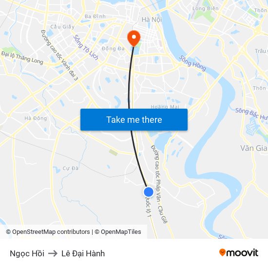 Ngọc Hồi to Lê Đại Hành map