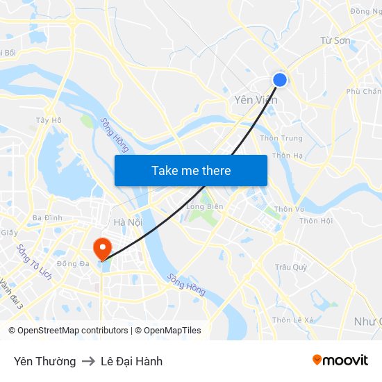 Yên Thường to Lê Đại Hành map