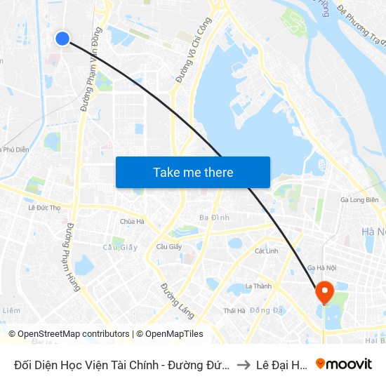 Đối Diện Học Viện Tài Chính - Đường Đức Thắng to Lê Đại Hành map