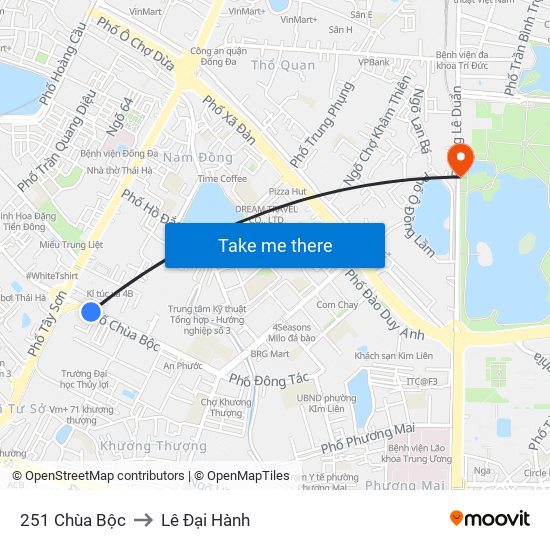 251 Chùa Bộc to Lê Đại Hành map