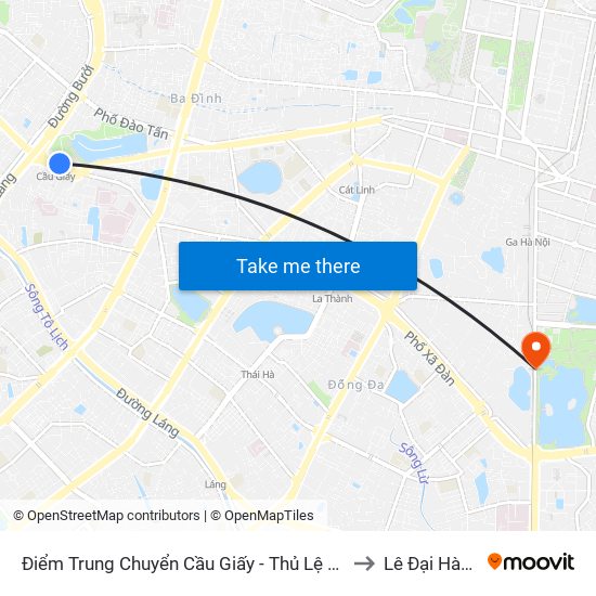 Điểm Trung Chuyển Cầu Giấy - Thủ Lệ 02 to Lê Đại Hành map