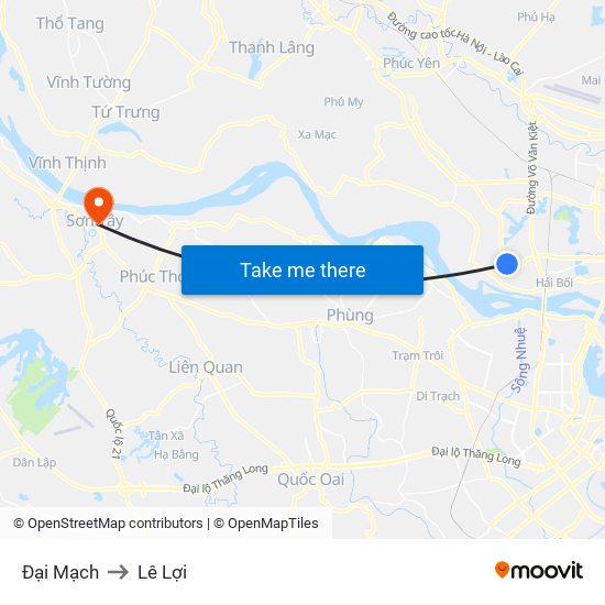 Đại Mạch to Lê Lợi map