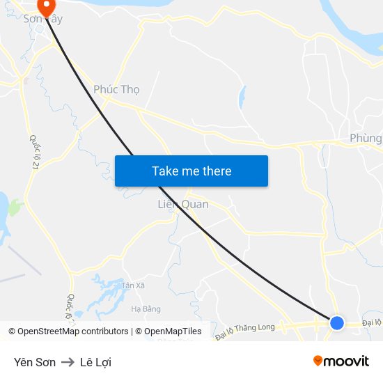 Yên Sơn to Lê Lợi map