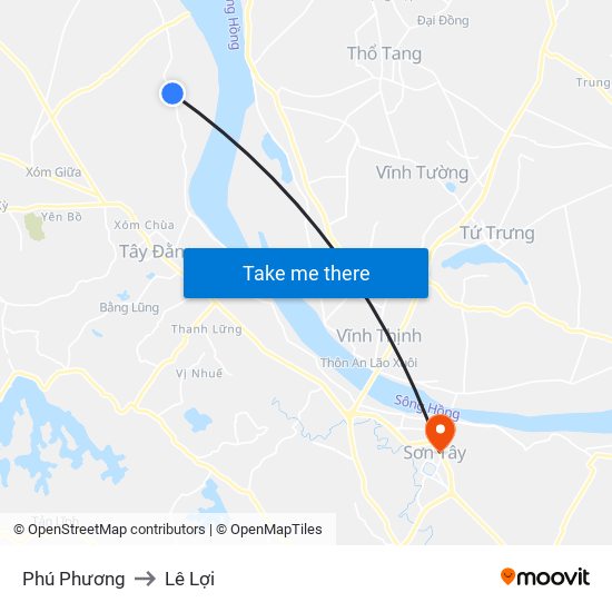 Phú Phương to Lê Lợi map