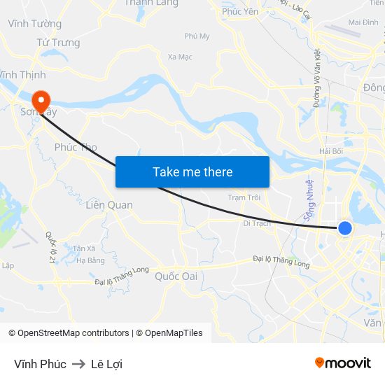 Vĩnh Phúc to Lê Lợi map