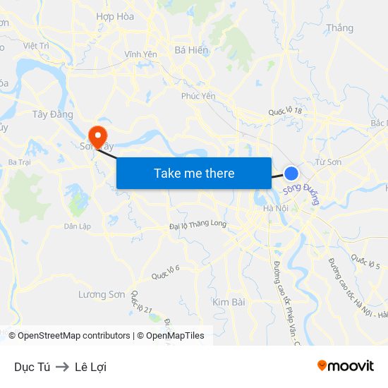 Dục Tú to Lê Lợi map