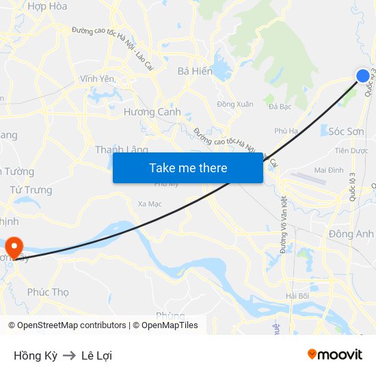 Hồng Kỳ to Lê Lợi map