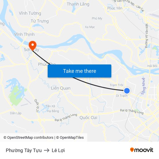 Phường Tây Tựu to Lê Lợi map