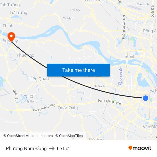 Phường Nam Đồng to Lê Lợi map