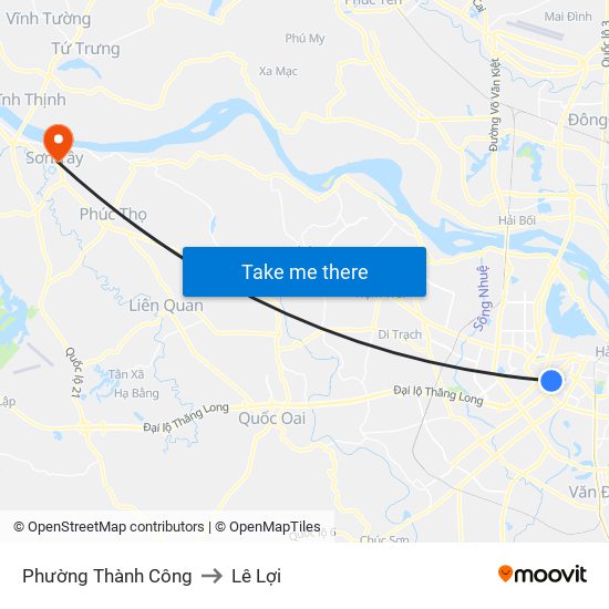 Phường Thành Công to Lê Lợi map