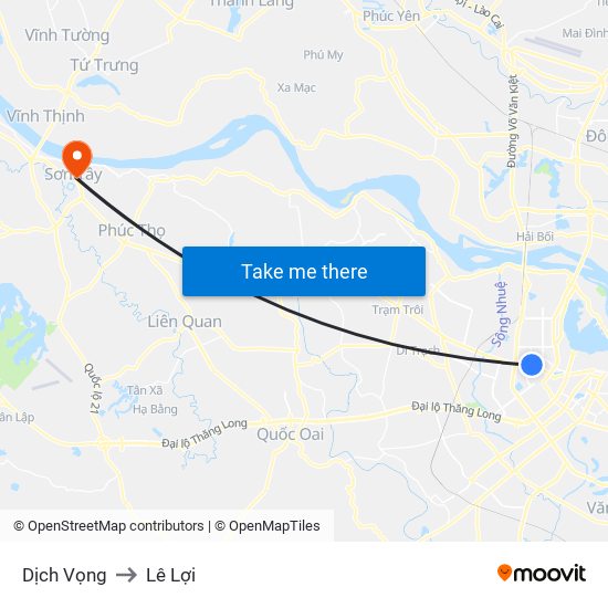 Dịch Vọng to Lê Lợi map