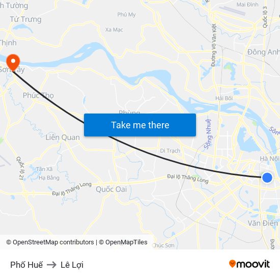 Phố Huế to Lê Lợi map