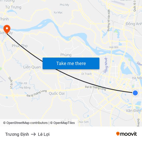 Trương Định to Lê Lợi map