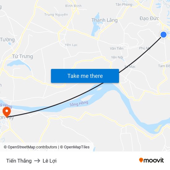 Tiến Thắng to Lê Lợi map