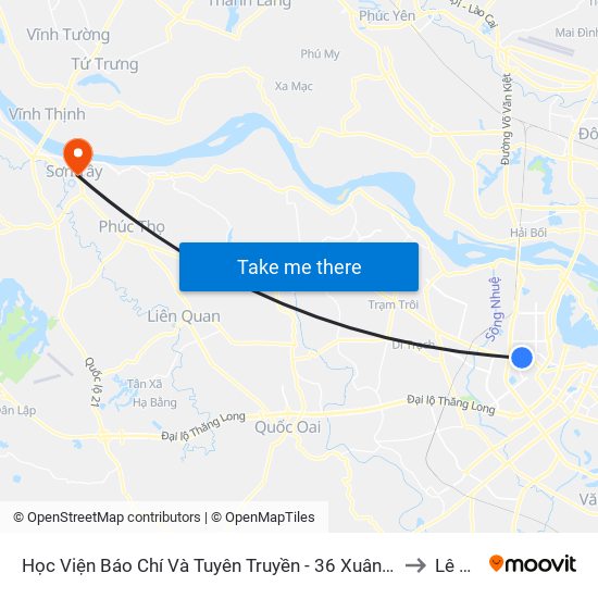 Học Viện Báo Chí Và Tuyên Truyền - 36 Xuân Thủy to Lê Lợi map