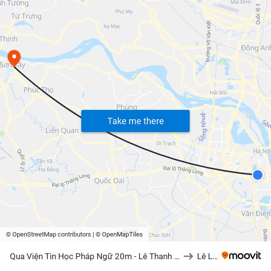 Qua Viện Tin Học Pháp Ngữ 20m - Lê Thanh Nghị to Lê Lợi map