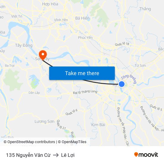 135 Nguyễn Văn Cừ to Lê Lợi map