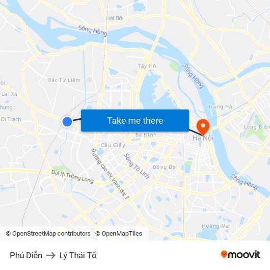 Phú Diễn to Lý Thái Tổ map