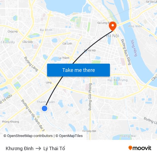 Khương Đình to Lý Thái Tổ map