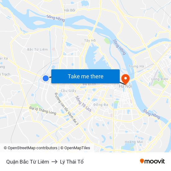 Quận Bắc Từ Liêm to Lý Thái Tổ map