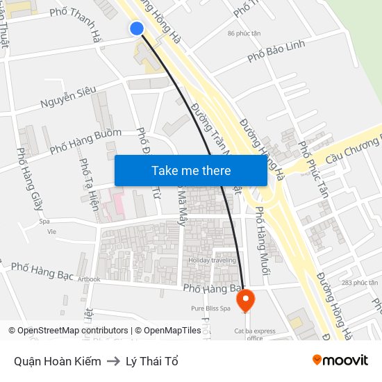 Quận Hoàn Kiếm to Lý Thái Tổ map